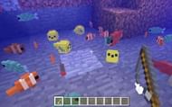 An image of many Minecraft fish underwater. (Image via Mojang)